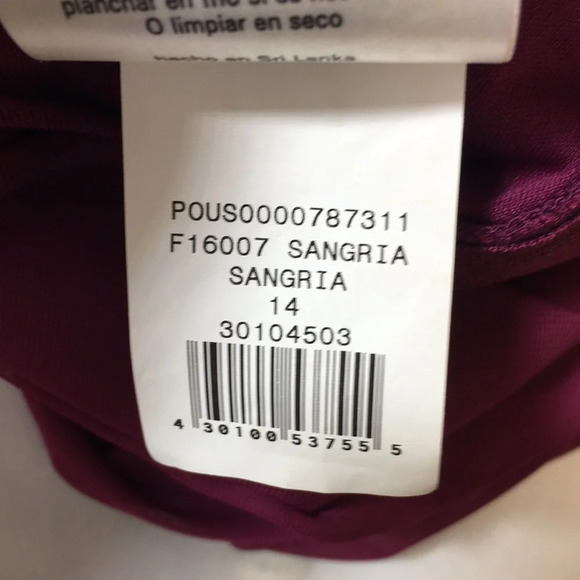 David's Bridal Purple Bridesmaid Sangria Dress Womens 14 CowlBack Pleated Maroon - Picture 10 of 13